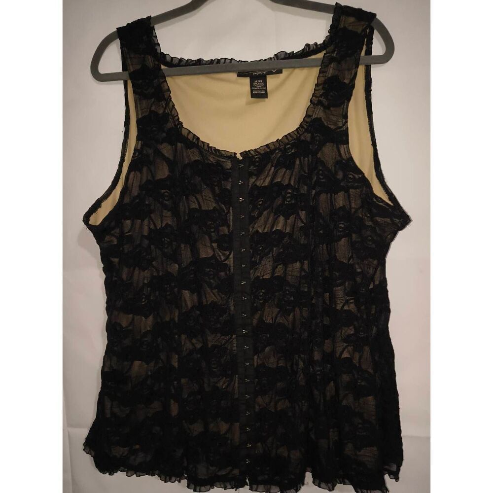 Venezia Black lace tank Cami lined Size 26/28 Gothfairy Whimsigoth Dark Romantic